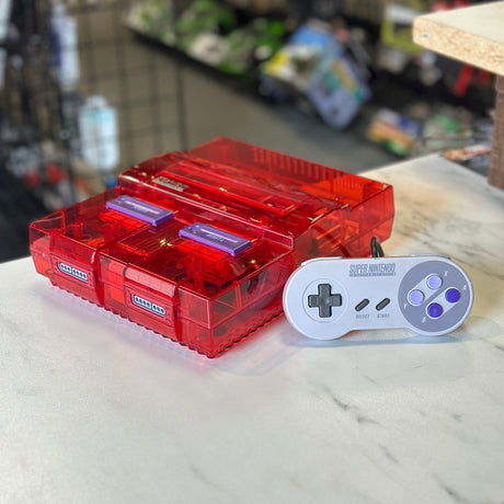 Super NES Console (Transparent Red) - Premium Refurbished - Super Nintendo