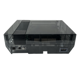 Back of custom transparent black NES console with Nintendo multi out installed