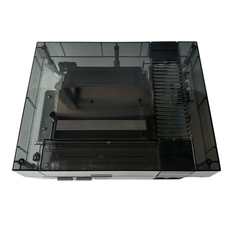 Top of custom transparent black Nintendo NES console