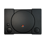 Top of custom black Sony PlayStation console