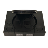 Custom Black PlayStation with cover open showing SD Card slot