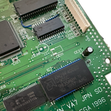 Closeup of Region Free BIOS and FRAM upgrade on VA7 SEGA Saturn motherboard