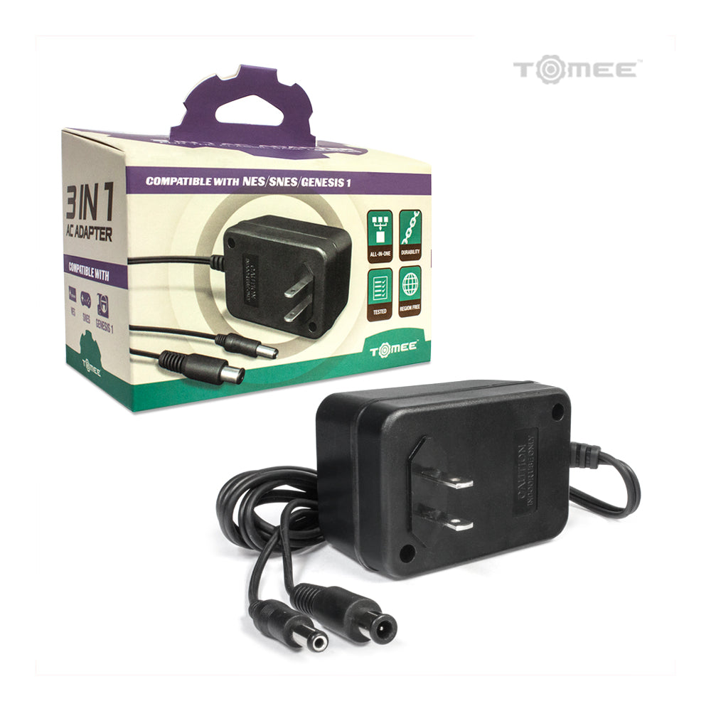 3-in-1 Universal AC Adapter for NES, Super NES, and SEGA Genesis Model 1 - Tomee - Power Supply