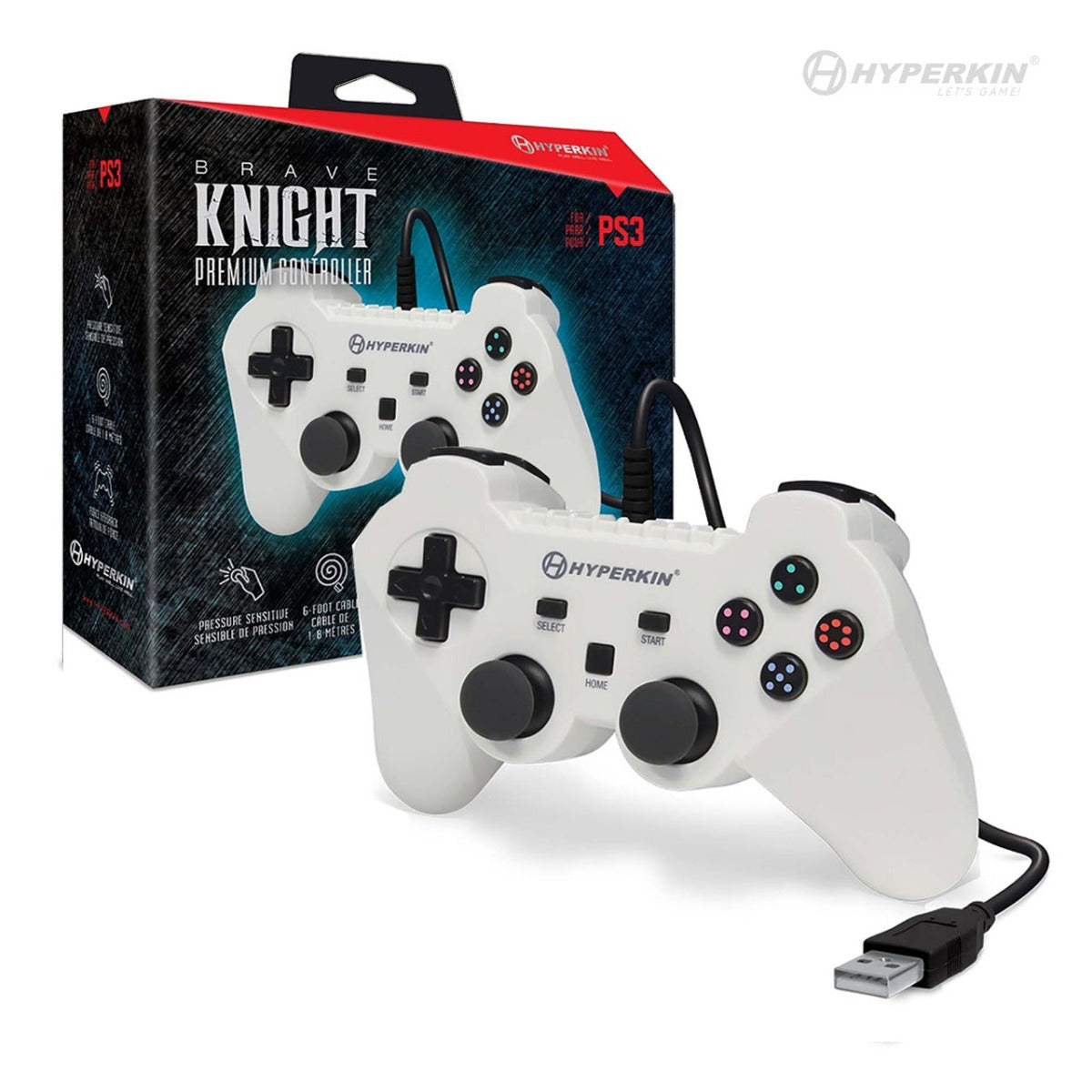 Brave Knight Premium Controller (White) for PS3® / PC / Mac® - Hyperkin - Controller