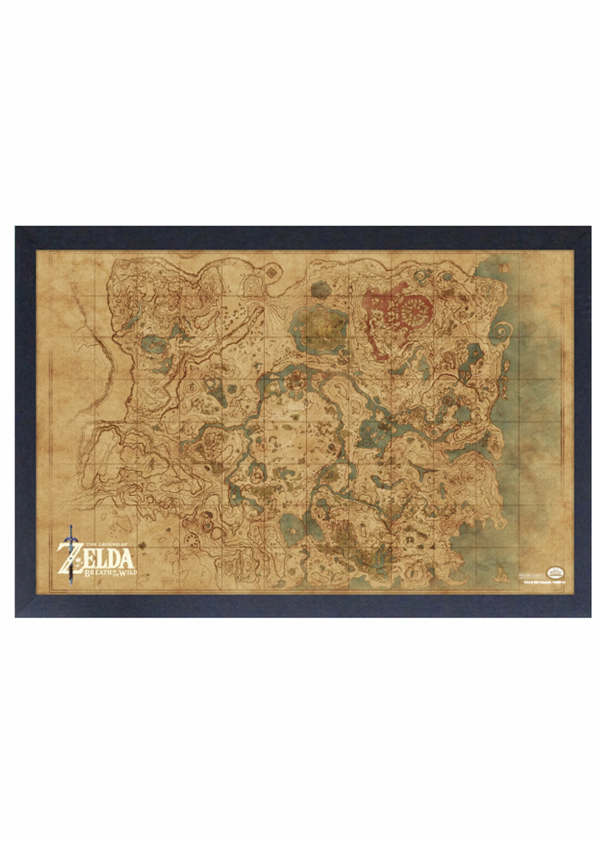 Framed Art - Zelda: Breath of the Wild Map - 13" x 19" - Poster