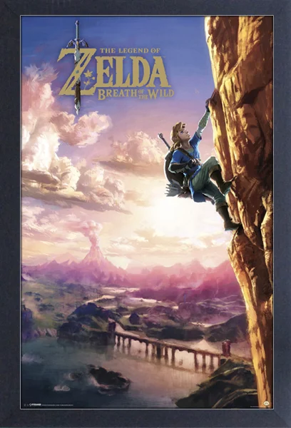 Framed Art - Zelda: Breath of the Wild Link Climbing - 13" x 19" - Poster