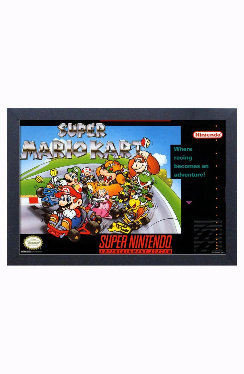 Framed Art - Super Mario Kart SNES Box - 13" x 19" - Poster