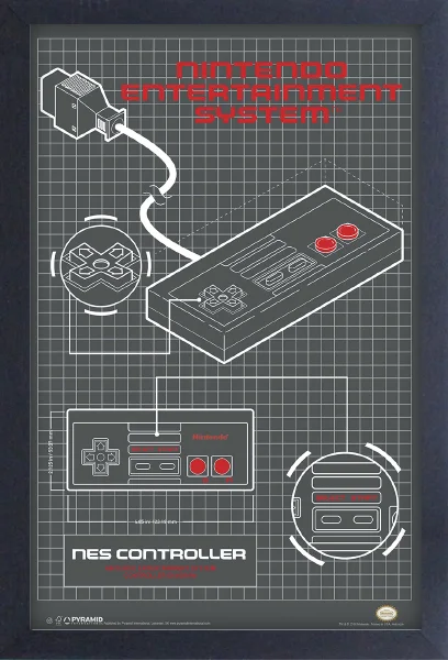 Framed Art - NES Controller - 13" x 19" - Poster