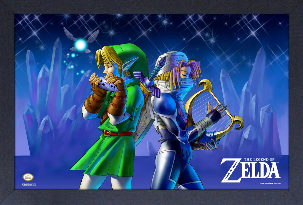 Framed Art - Zelda: Ocarina of Time Link and Sheik - 13" x 19" - Poster