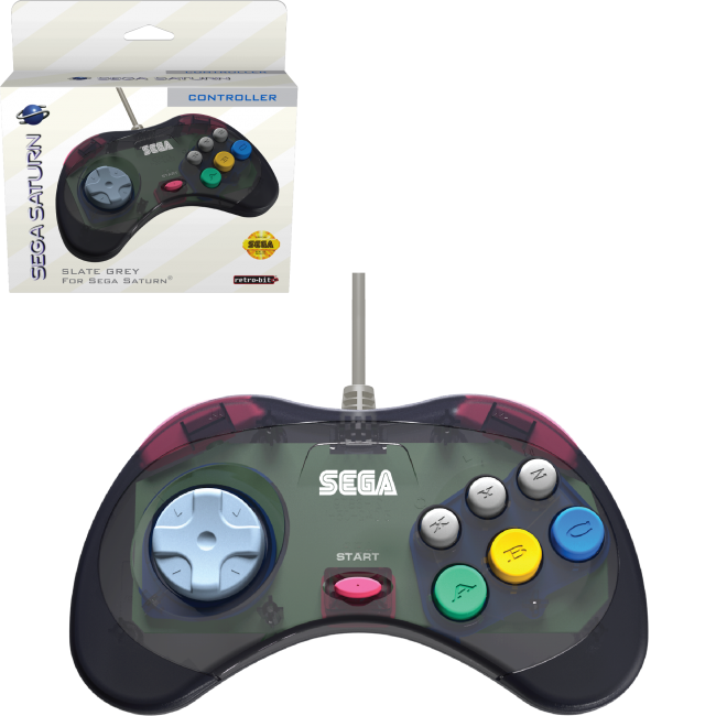 SEGA Saturn Wired Controller - Officially Licensed (Slate Gray) - Sega Saturn