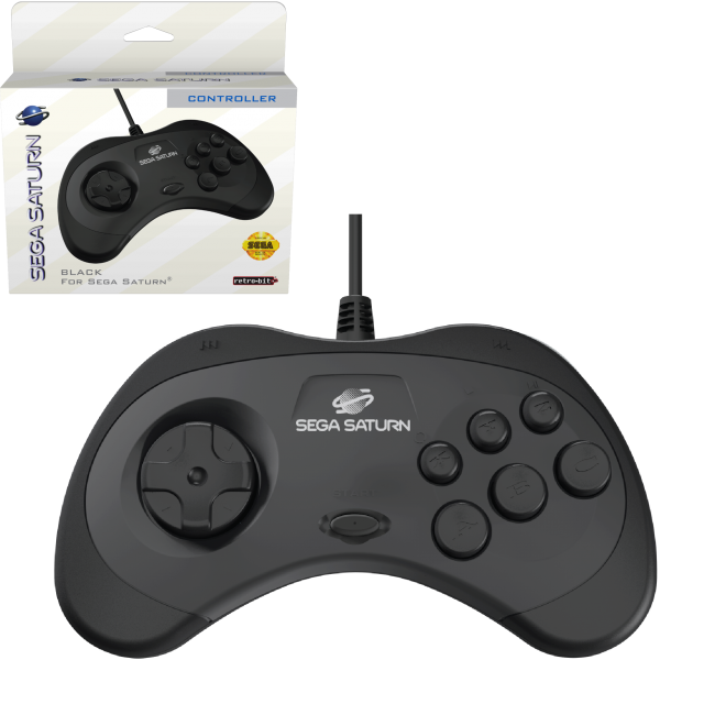 SEGA Saturn Wired Controller - Officially Licensed (Black) - Sega Saturn