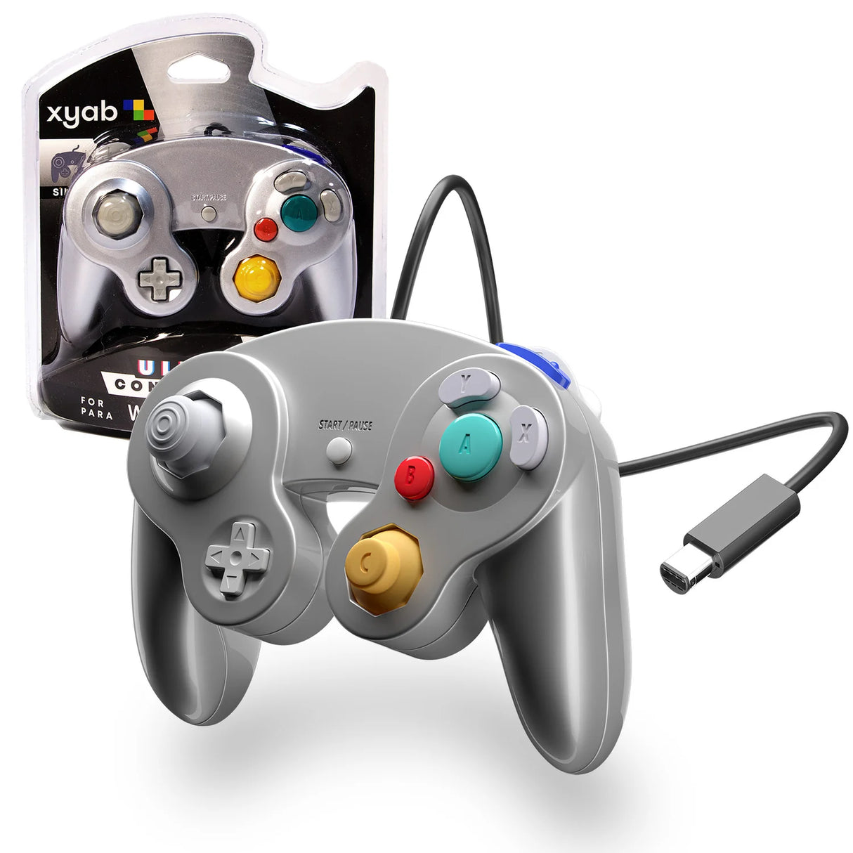 Wired Controller (Silver) for GameCube / Wii - XYAB - Gamecube