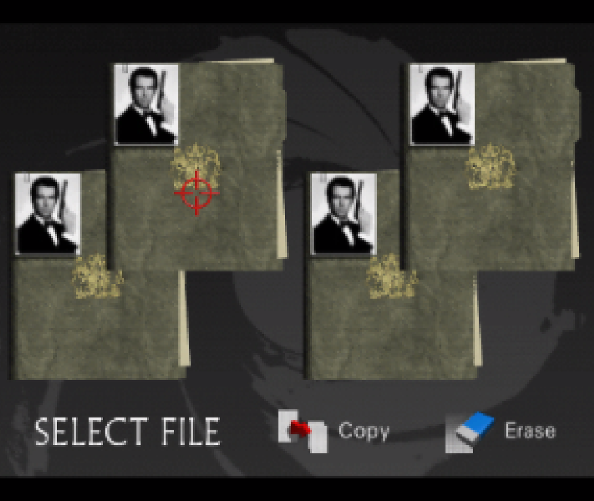 File select screen of Goldeneye 007 for the Nintendo 64