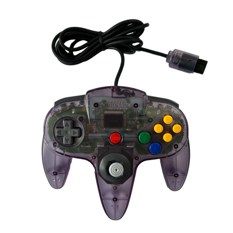 Front of atomic transparent purple controller for the Nintendo 64