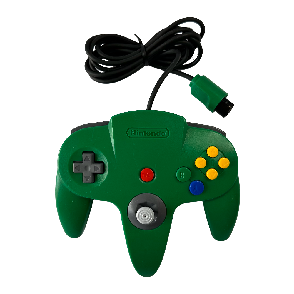 Front of green controller for the Nintendo 64