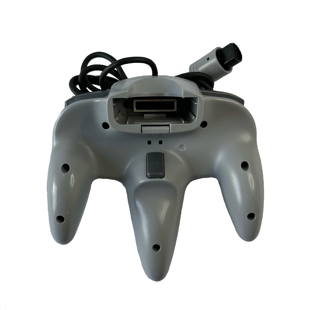 Back of grey controller for the Nintendo 64