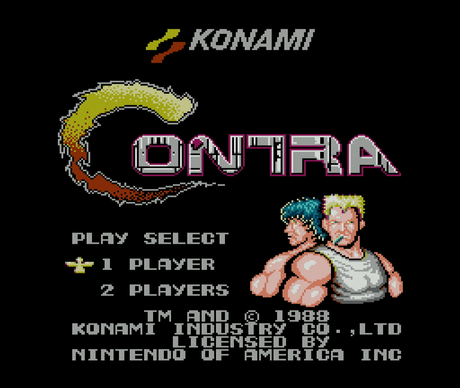 Title screen for Contra for the NES