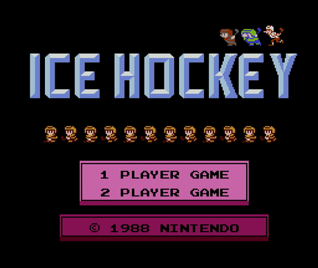 Title screen for Ice Hockey for the NES