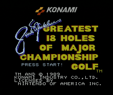 Title screen for Jack Nicklaus Greatest 18 Holes of Major Championship Golf for the NES
