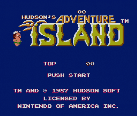 Title screen for Hudson's Adventure Island for the NES