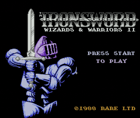 Title screen for IronSword: Wizards & Warriors II for the NES