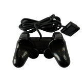 Back of black PlayStation 2 DualShock controller