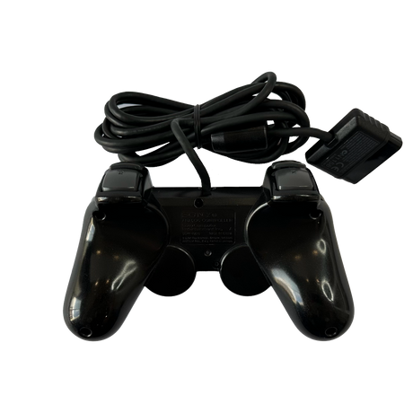 Back of black PlayStation 2 DualShock controller