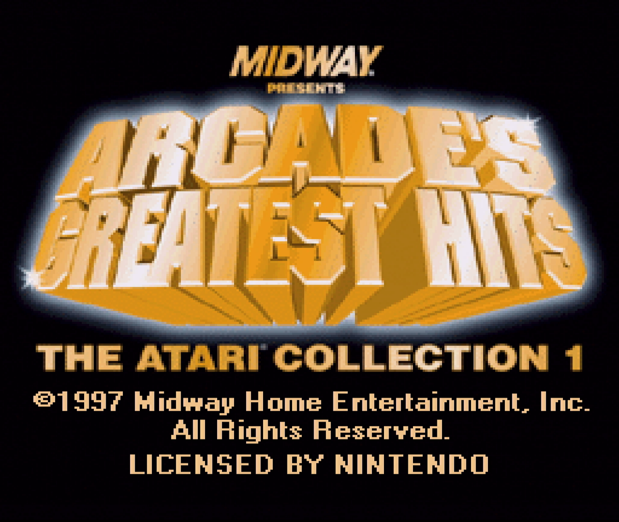 Title screen for Arcade's Greatest Hits The Atari Collection for the SNES
