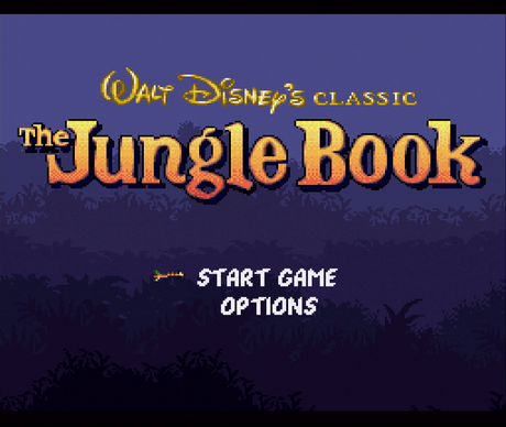 Title screen of The Jungle Book for the SNES