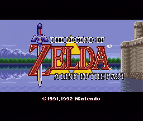 Title screen of The Legend of Zelda: A Link to the Past for the SNES